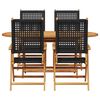 vidaXL Garden Dining Set 5 pcs Black Solid acacia wood and poly rattan