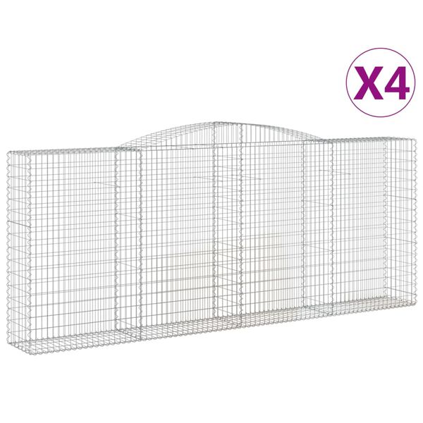 vidaXL Gabion Basket Set of 4 Silver Galvanized Iron