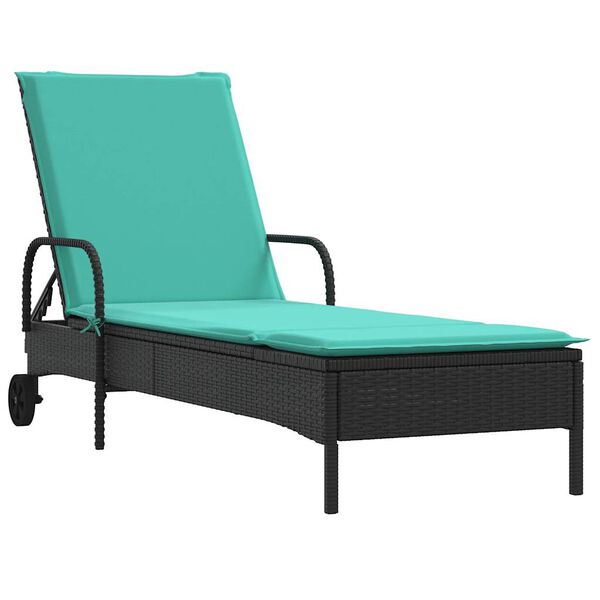 vidaXL Sun Lounger Black PE rattan Standard Adjustable Armrests