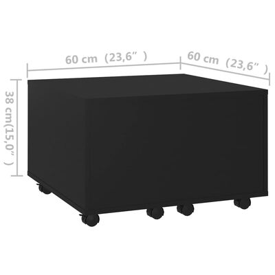 vidaXL Coffee Table Black 23.6"x23.6"x15" Engineered Wood