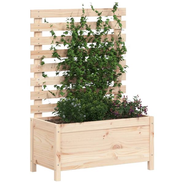 vidaXL Garden Planter Natural Pine Solid Pine Wood 31.1 x 15.6 x 44.9 in