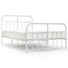 vidaXL Bed Frame White Powder-Coated Steel 47.2x74.8 in Bed Frame