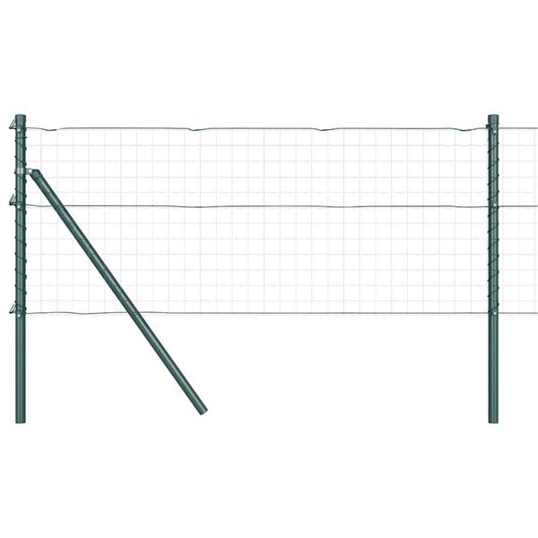 vidaXL Fence Posts Manual 7 pcs Green Ø32mm 80 cm Galvanized steel