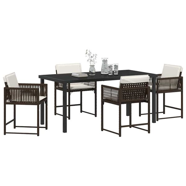 vidaXL Garden Dining Set 5 pcs Brown poly rattan