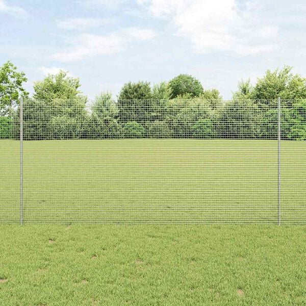 vidaXL Fence with Post Silver 3.94 x 164.04 ft Steel