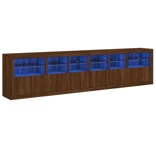 vidaXL Sideboard Brown Oak Engineered wood, Glass Large Sideboard