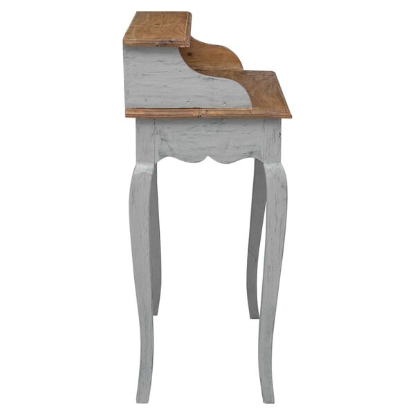 vidaXL Writing Desk Mahogany, Grey Solid mahogany wood