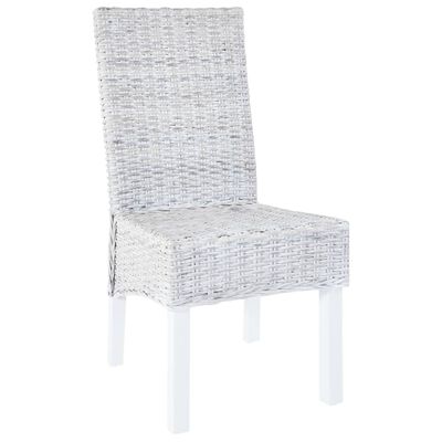 vidaXL Dining Chairs 6 pcs Light Brown Kubu Rattan and Mango Wood(3x246654)