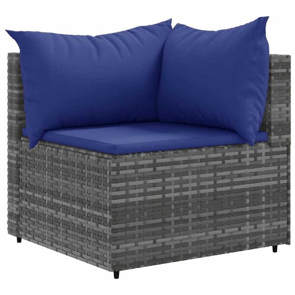 vidaXL Patio Lounge Set Set of 7 Grey PE Rattan Standard
