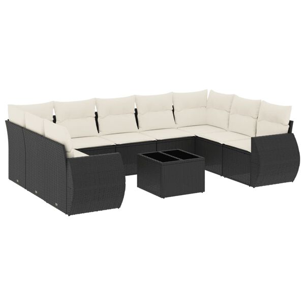 vidaXL Garden Sofa Set Black, Cream White