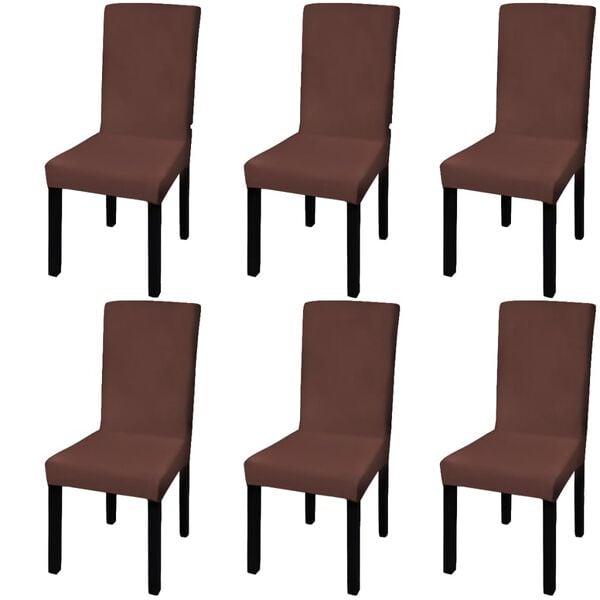 vidaXL Chair Cover Set of 6 Brown Polyester: 90%, Spandex: 10% Universal