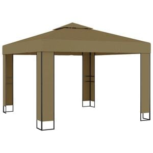 vidaXL Gazebo Taupe Polyester with PA coating 9.8 x 9.8 x 8.9 ft Gazebo