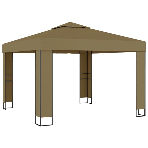 vidaXL Gazebo Taupe Polyester with PA coating 9.8 x 9.8 x 8.9 ft Gazebo