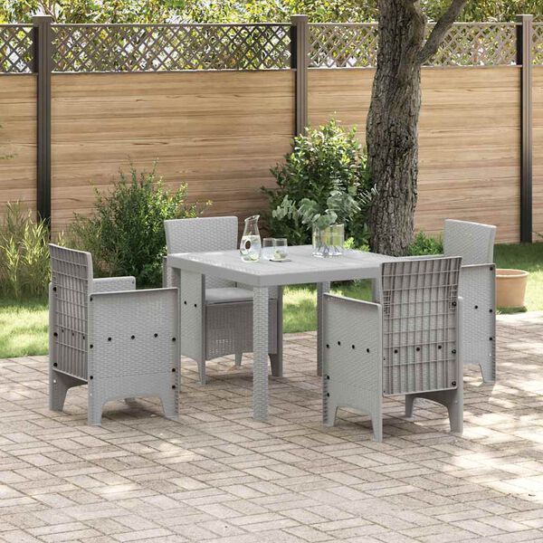 vidaXL Garden Dining Set 5 pcs Light Grey Polt rattan