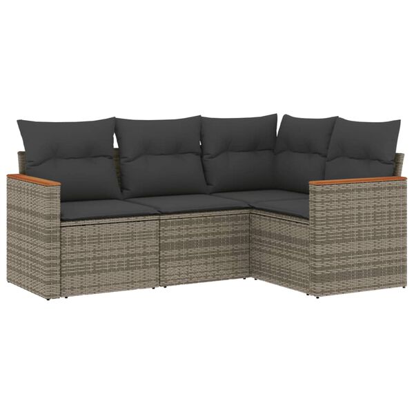 vidaXL Garden Sofa Set Grey PE rattan Medium Adjustable Feet