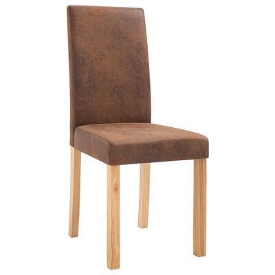 vidaXL Dining Chairs 6 pcs Brown Faux Suede Leather