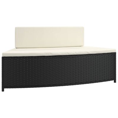 vidaXL Spa Benches with Cushions 2 pcs Black Poly Rattan