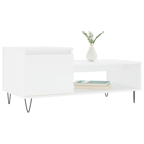 vidaXL Coffee Table White Engineered wood, metal Medium Coffee Table
