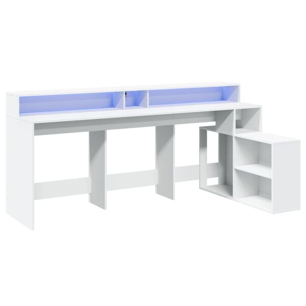 vidaXL Desk White Engineered wood Large Desk Rectangular Modern
