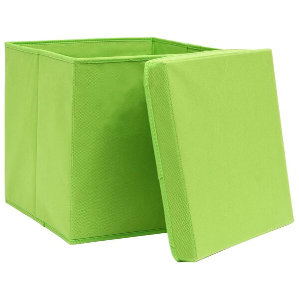vidaXL Storage Box Set of 10 Green Non-woven fabric (100% polyester)