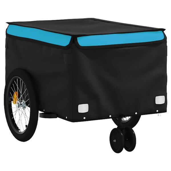vidaXL Bike Trailer Black and Blue 66.1 lb Iron