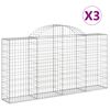 vidaXL Gabion Basket Set of 3 Silver Galvanized Iron Large Tough