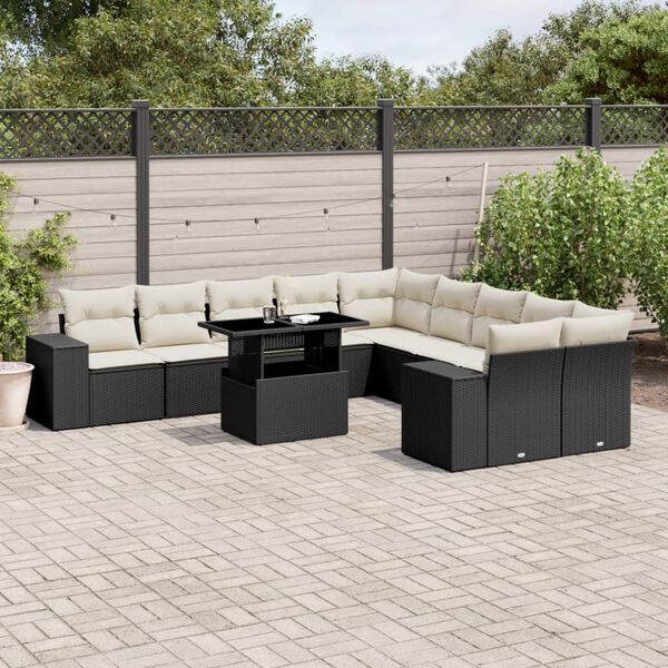 vidaXL Garden Sofa Set Black, Cream White