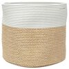 vidaXL Storage Basket Brown and White Cotton ropes Medium Foldable
