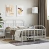 vidaXL Bed Frame White Powder-Coated Steel Double Bed Frame