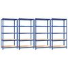 vidaXL 5-Layer Shelves 4 pcs Blue Steel&Engineered Wood