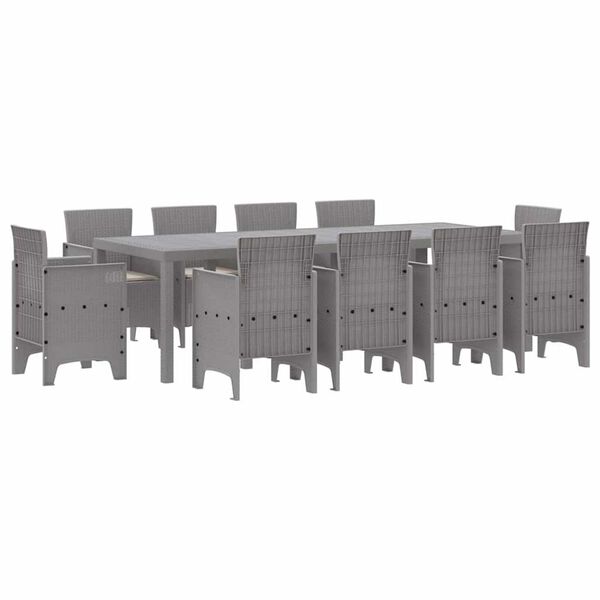 vidaXL Garden Dining Set 11 pcs Light Grey Polt rattan