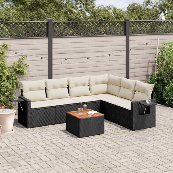 vidaXL Garden Sofa Set Black and Cream White