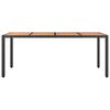 vidaXL Garden Table With Wooden Top Black PE rattan Large Durable