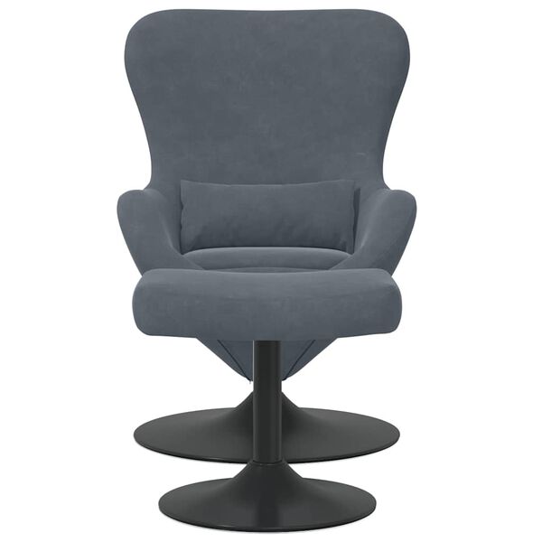 vidaXL Egg Chair with Footstool Dark Grey 24.80 x 28.74 x 35.43 in