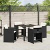 vidaXL Garden Dining Set with Cushion 5 pcs Black Poly Rattan