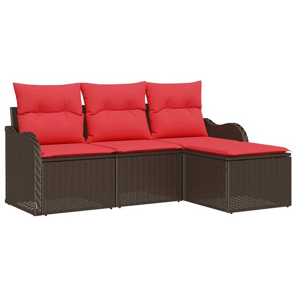 vidaXL Garden Sofa Set Brown Poly Rattan