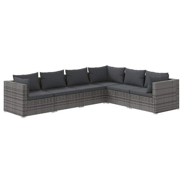 vidaXL Garden Lounge Set Grey PE Rattan, Powder-Coated Steel, Plastic