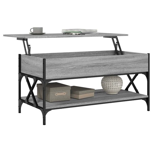 vidaXL Coffee Table Gray Sonoma Engineered Wood and Metal Medium