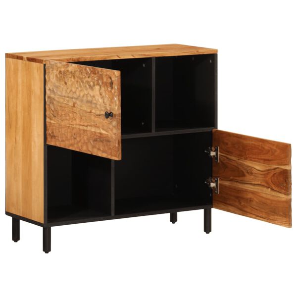 vidaXL Side Cabinet Natural wood and black Solid acacia wood Medium