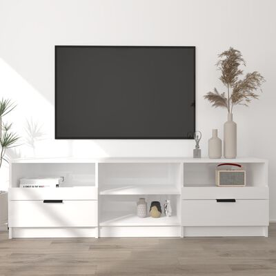 vidaXL TV Cabinet High Gloss White 59.1"x13.2"x17.7" Engineered Wood