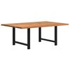 vidaXL Dining Table Light Brown, Black Solid Oak Wood, Powder-Coated Steel