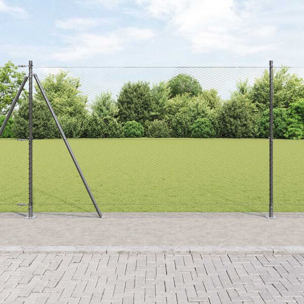 vidaXL Fence with Posts Gray 5.2'x 32.8'PVC-coated steel