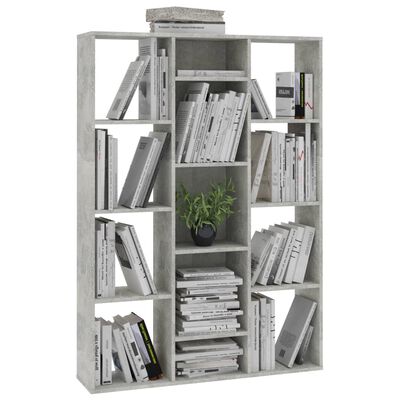vidaXL Room Divider/Book Cabinet Concrete Gray 39.3"x9.4"x55.1" Chipboard