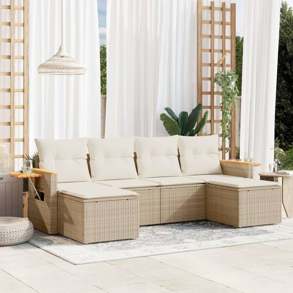 vidaXL Garden Sofa Set Beige PE rattan Large UV-resistant materials