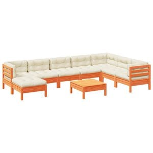 vidaXL Garden Sofa Set Cream cushions, Wax brown frame