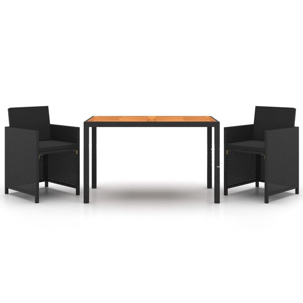 vidaXL Garden Dining Set Black PE rattan, steel, solid acacia wood Medium