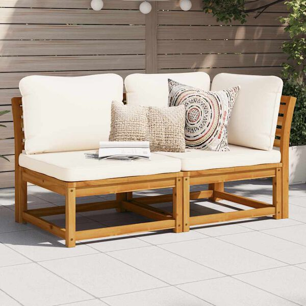 vidaXL Garden Lounge Set Cream white Solid acacia wood, Polyester Medium