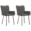 vidaXL Dining Chair Set of 2 Dark Gray Polyester, Metal, Plywood