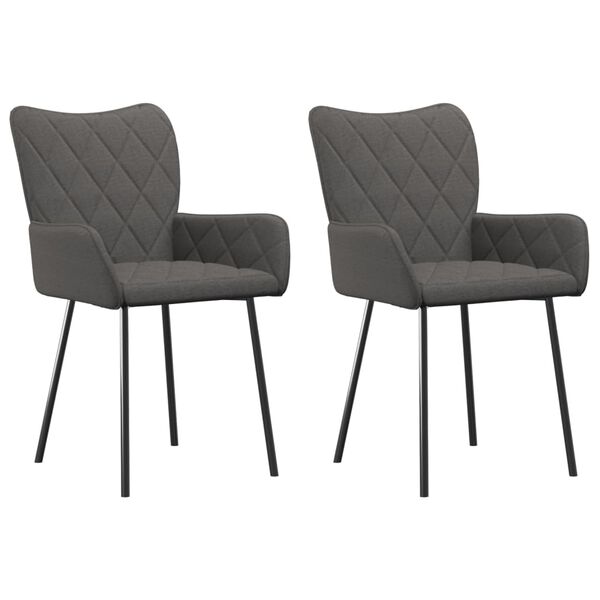 vidaXL Dining Chair Set of 2 Dark Gray Polyester, Metal, Plywood