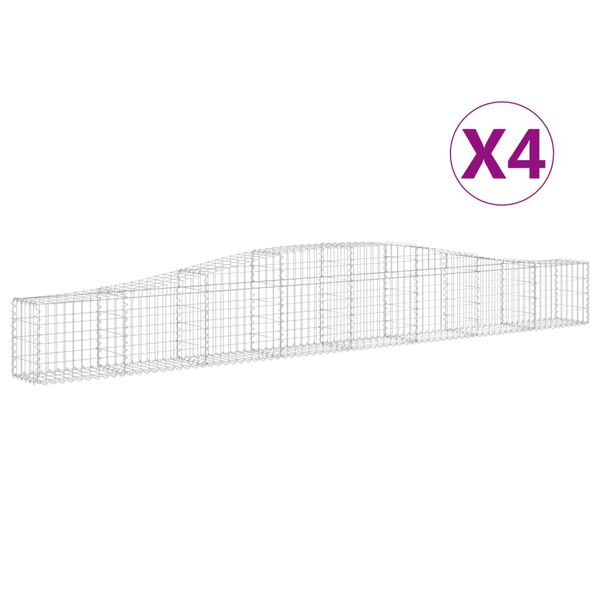 vidaXL Gabion Basket Set of 4 Silver Galvanized iron Extra Long